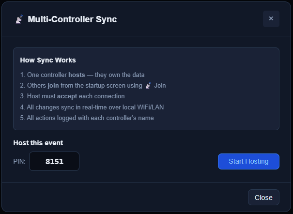 EventMED Dispatch — multi-controller sync across devices on a local network